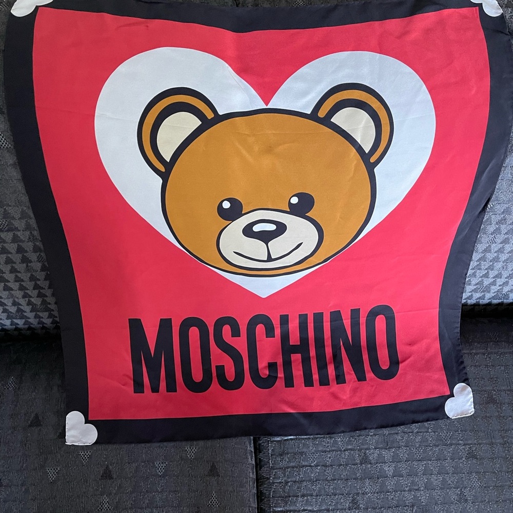 Moschino Red and Black Bear Scarf